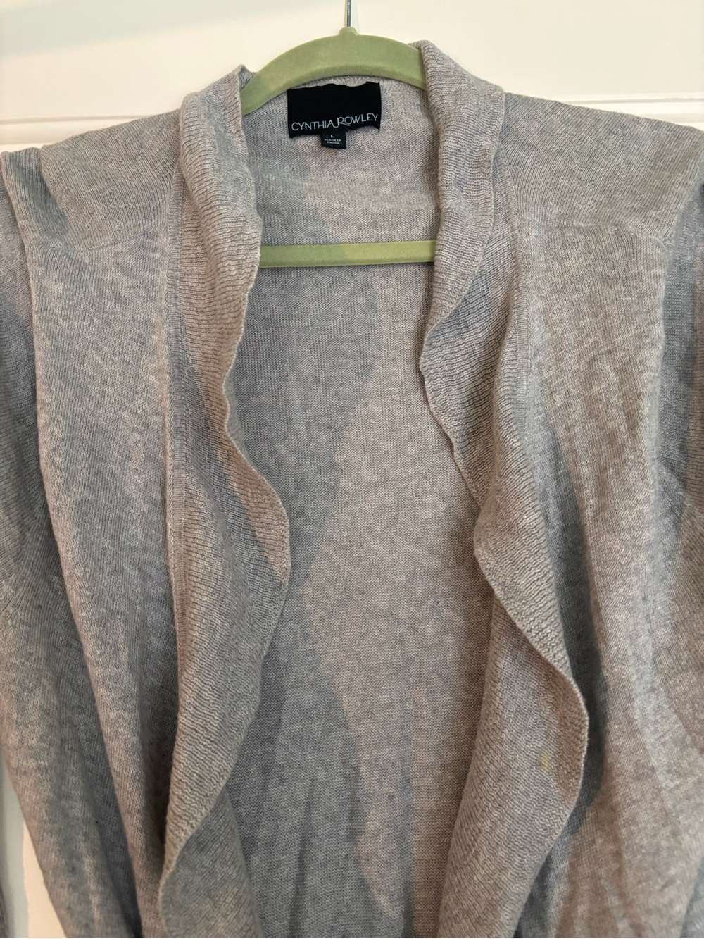Gray Ruffle Front Wrap Sweater / Robe - Picture 3 of 3